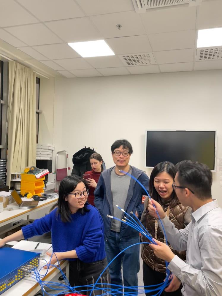 NQFF colleagues looking at cabling in the Chalmers Next Labs testbed lab in Gothenburg